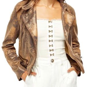 We the Free - Free People Fenix Snakeskin Faux Leather Moto Jacket